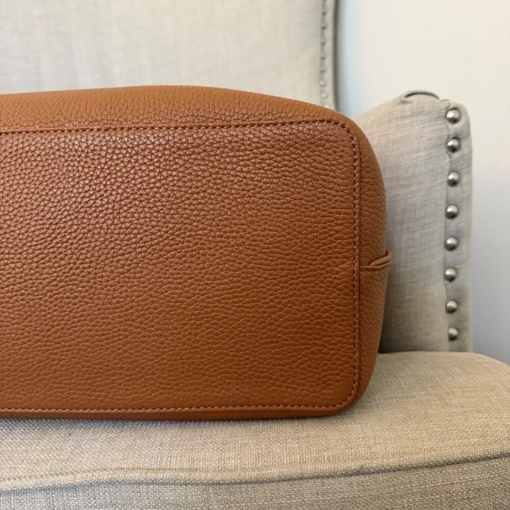 Tory Burch Pebbled Leather Tote in Cognac Brown